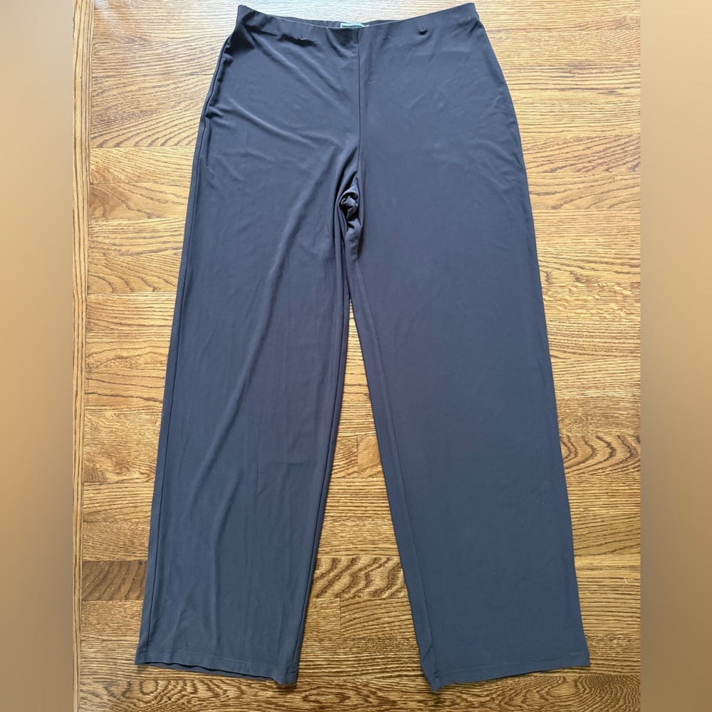 SYMPLI Canada Wide‎ Leg Pull On Travel Pants Brown Wrinkle Free Comfy Stretch 10
